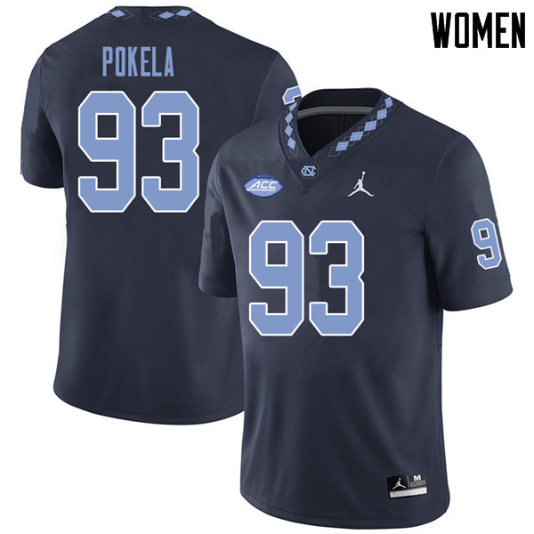 Jordan Brand Women #93 Mats Pokela North Carolina Tar Heels College Football Jerseys Sale-Navy